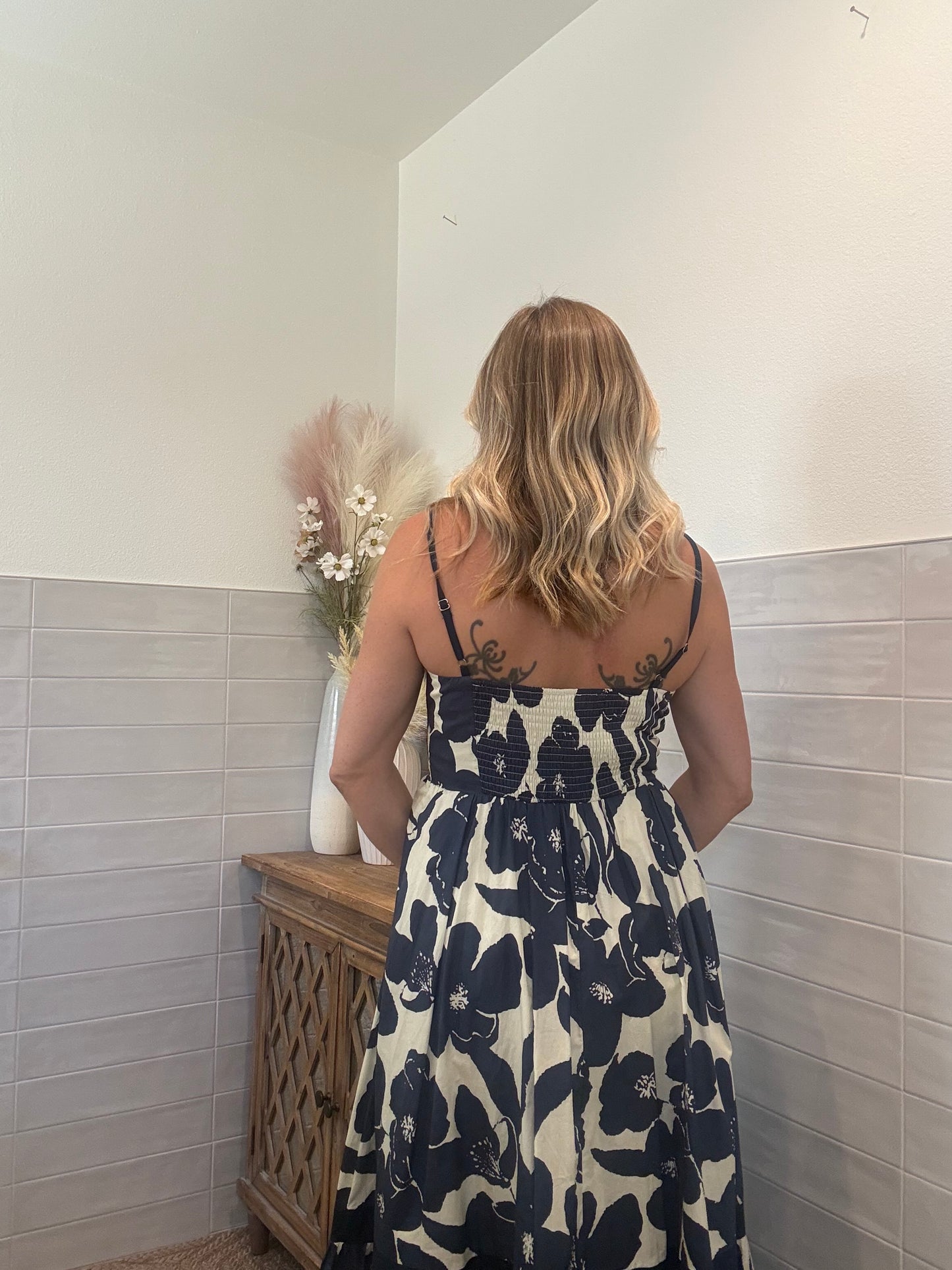 Navy Bold Midi Dress