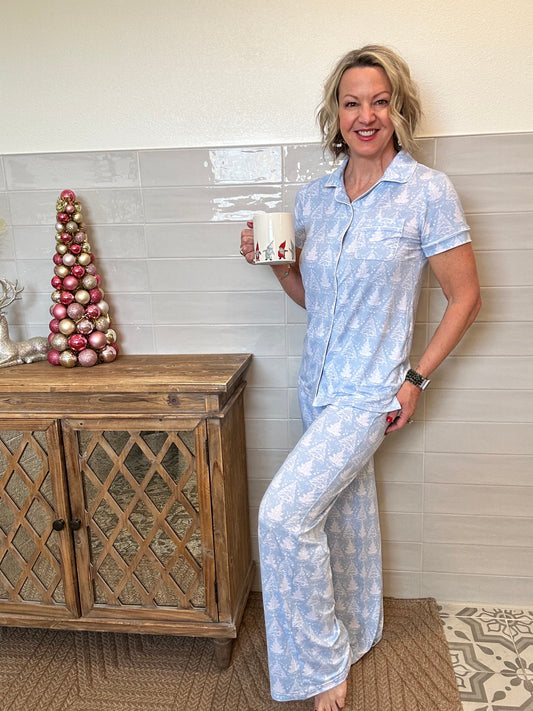 Winter Dreams Short Sleeve Button Up Sleep Shirt