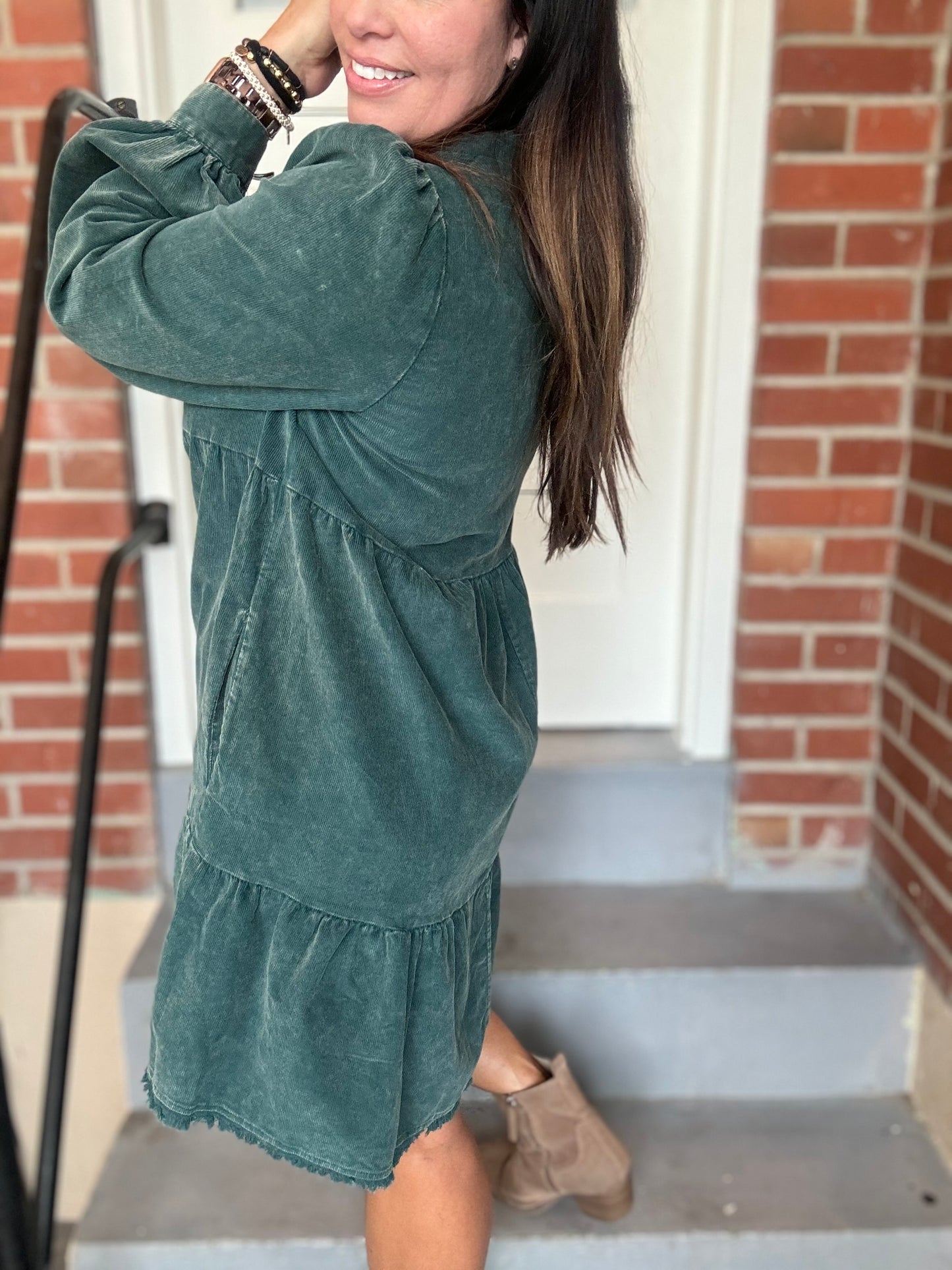 Hunter Green Corduroy Dress