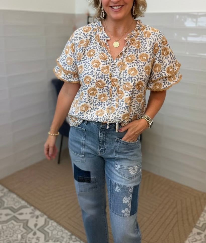 Honey Nut Floral Blouse