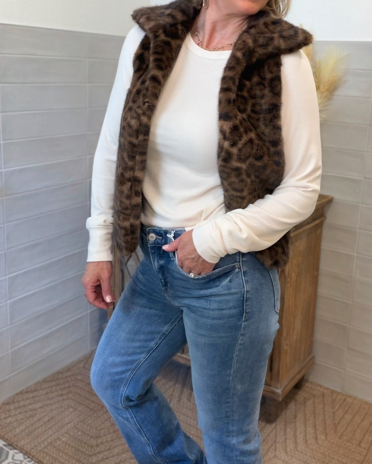 Leopard Faux Fur Vest