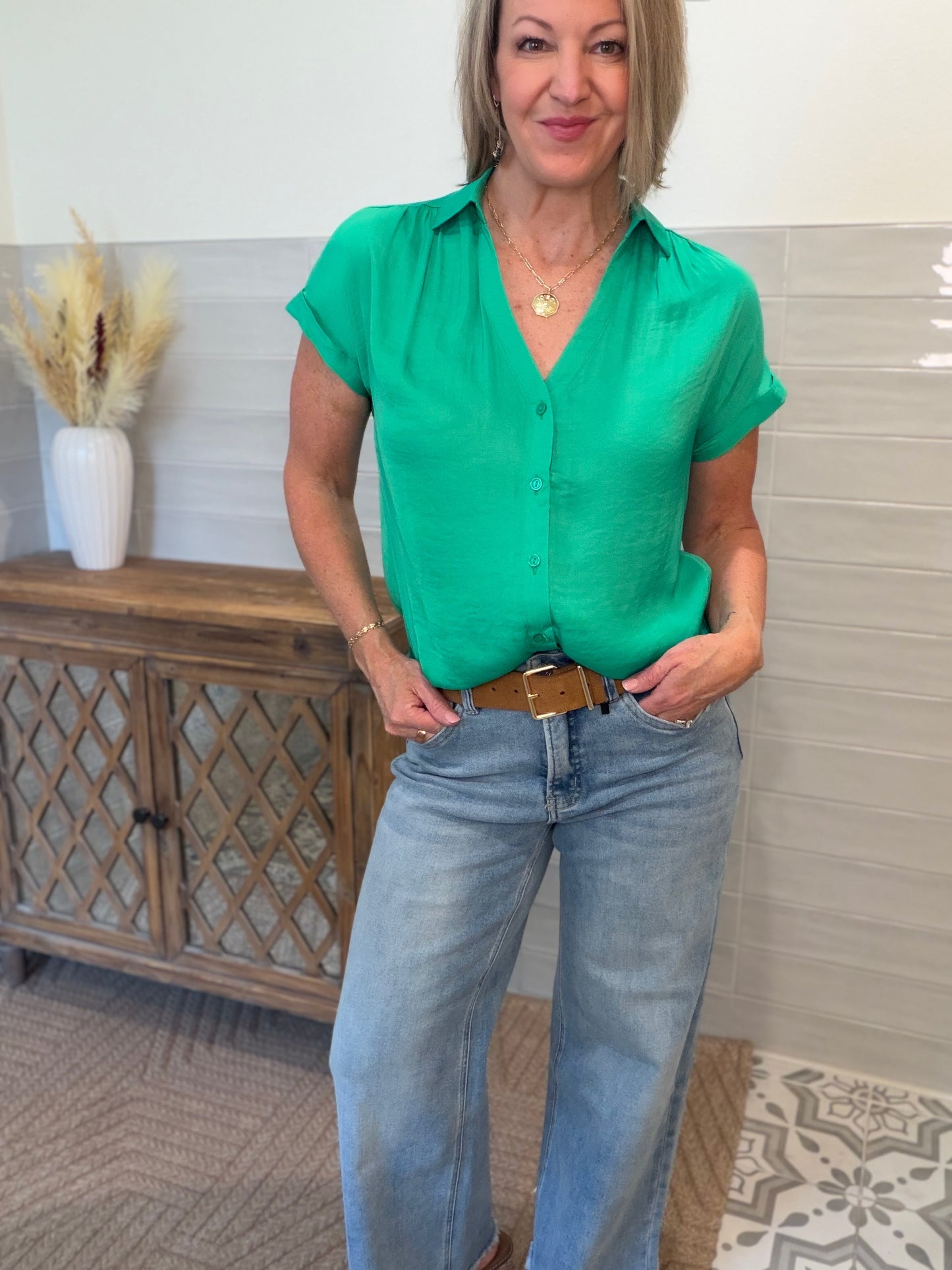 Tummy Control Ankle Wide Leg Jeans