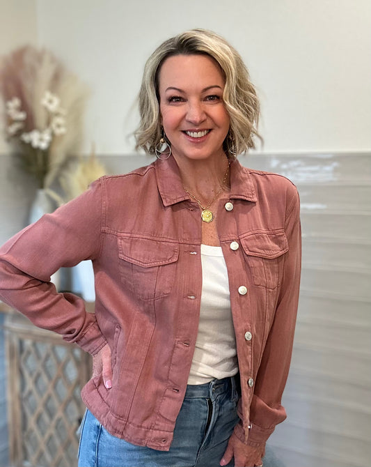 Jackie Denim Jacket - Washed Rose