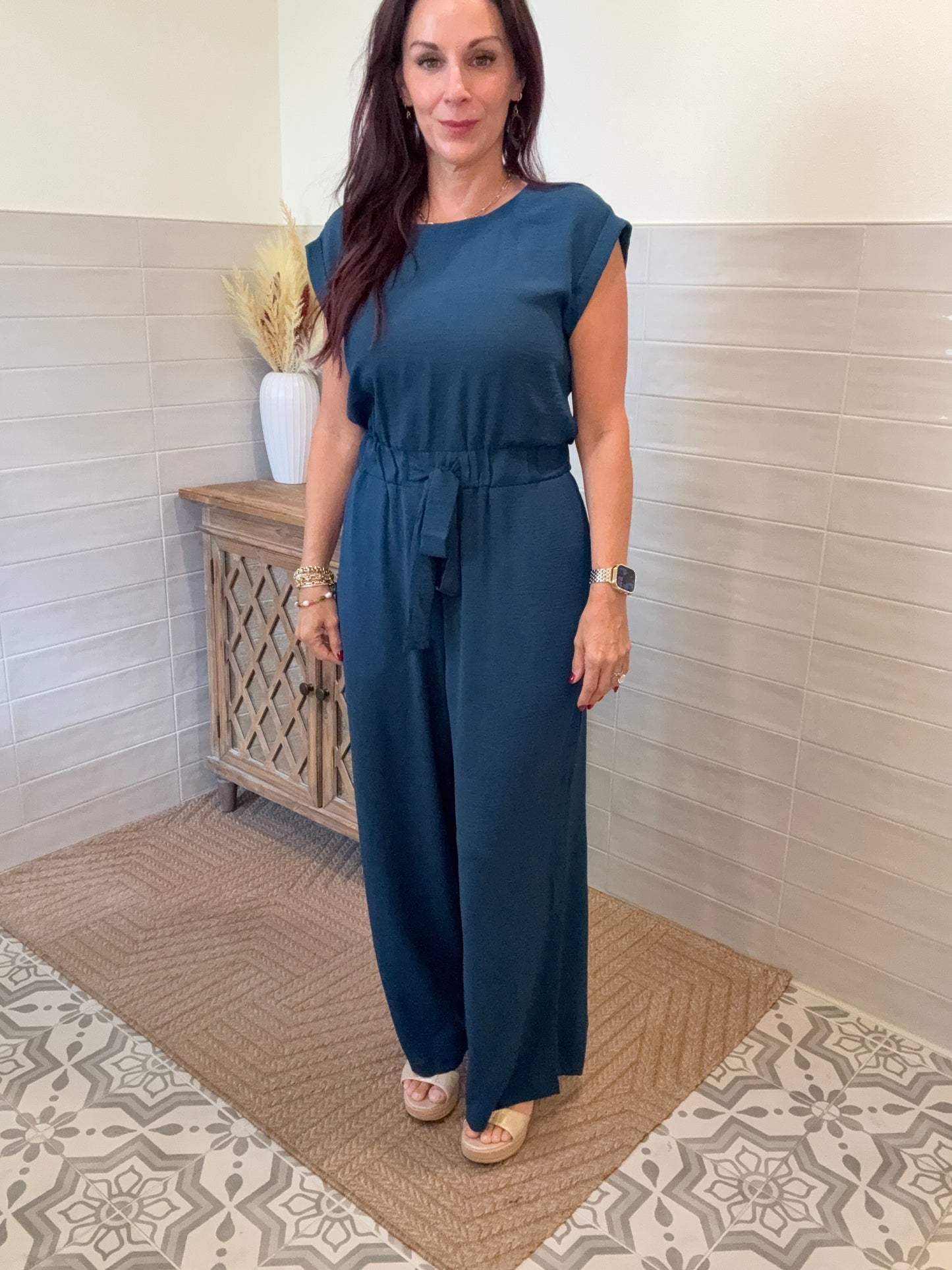 Sleeveless Jumpsuit - Teal