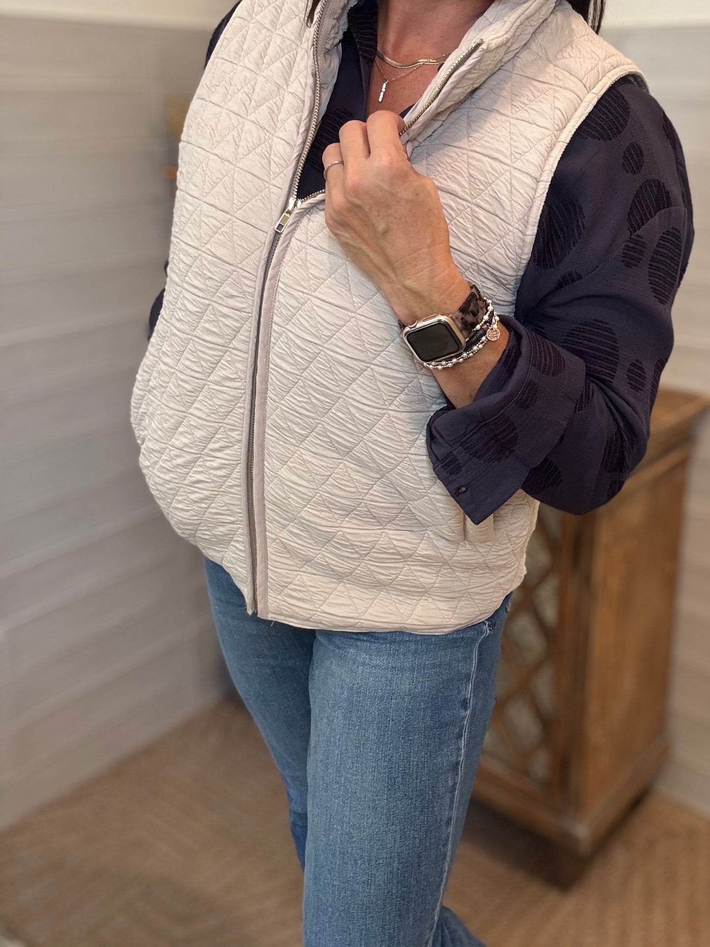Ivory Quilted Vest
