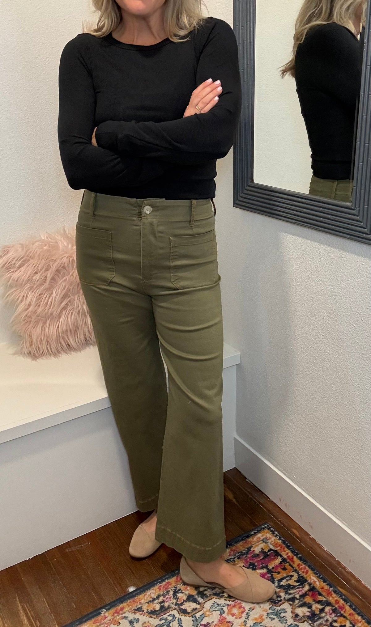 Washed Stretch Pants - Olive