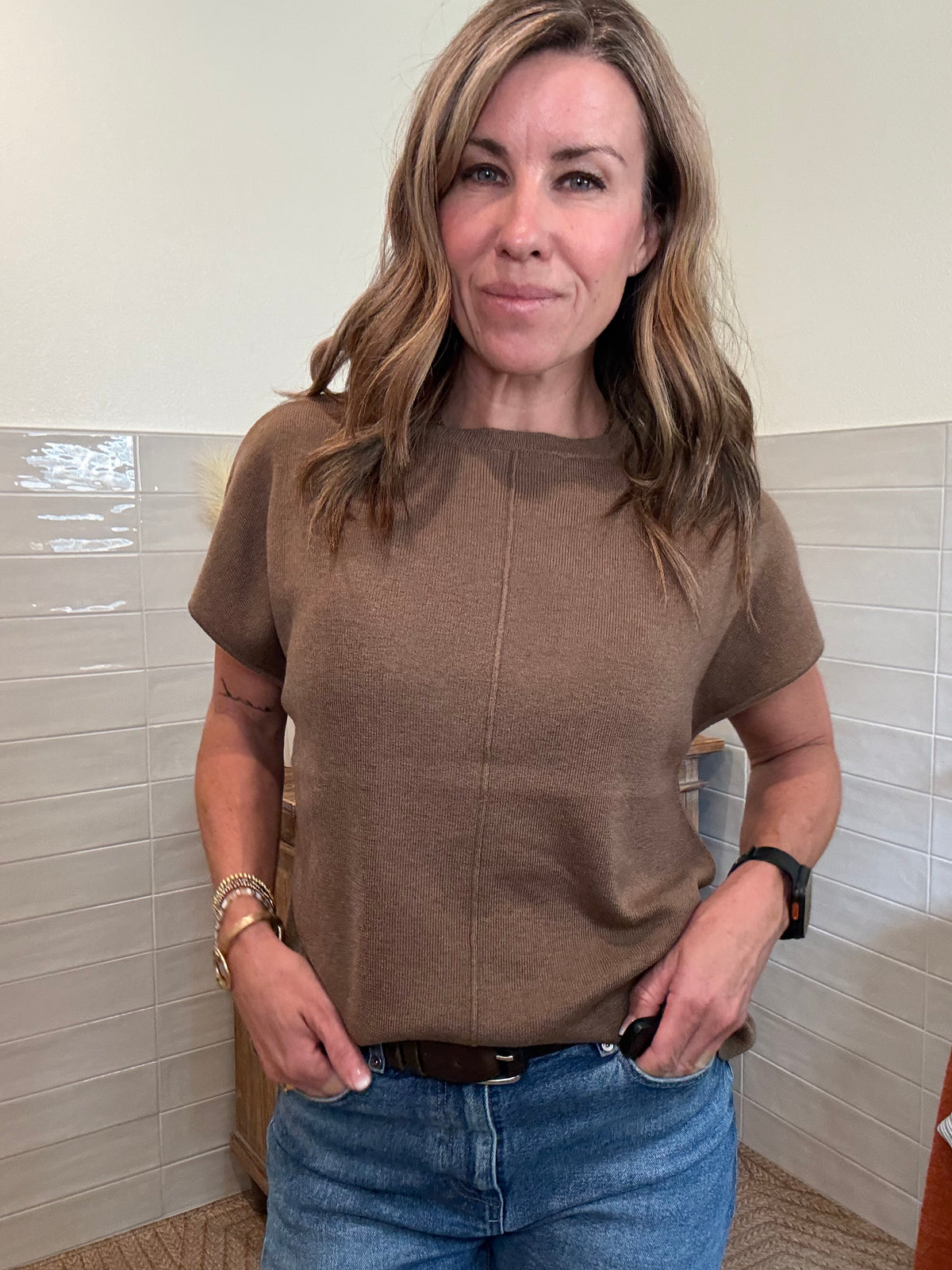 Chocolate Cap Sleeve Sweater