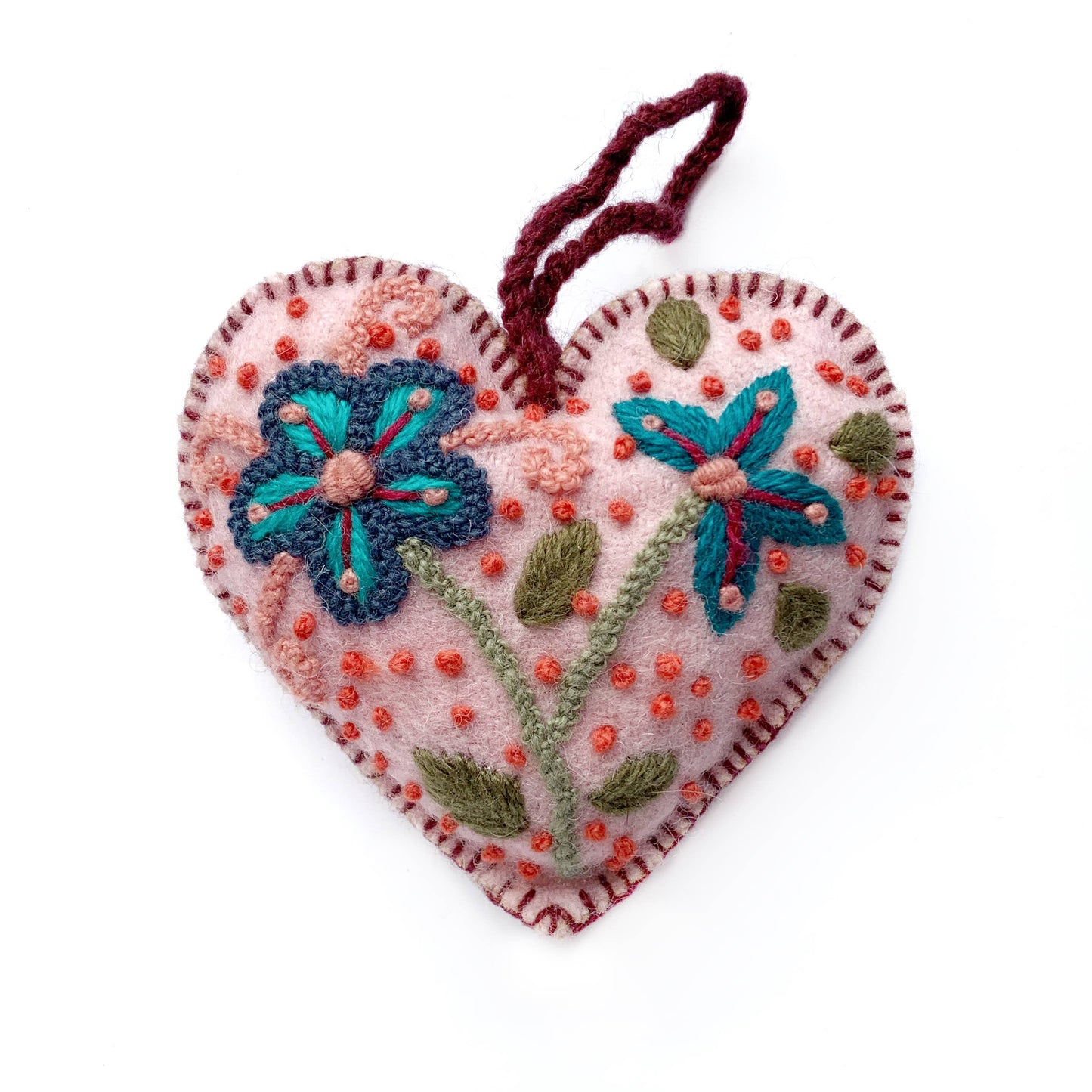 Embroidered Heart Christmas Ornament - Ornaments 4 Orphans
