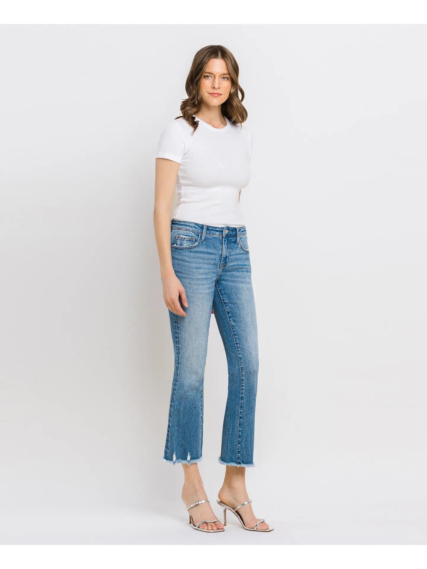 Mid Rise Crop Bootcut Jeans