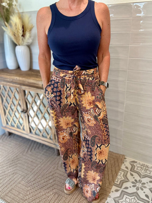 Printed Wide Leg Pants