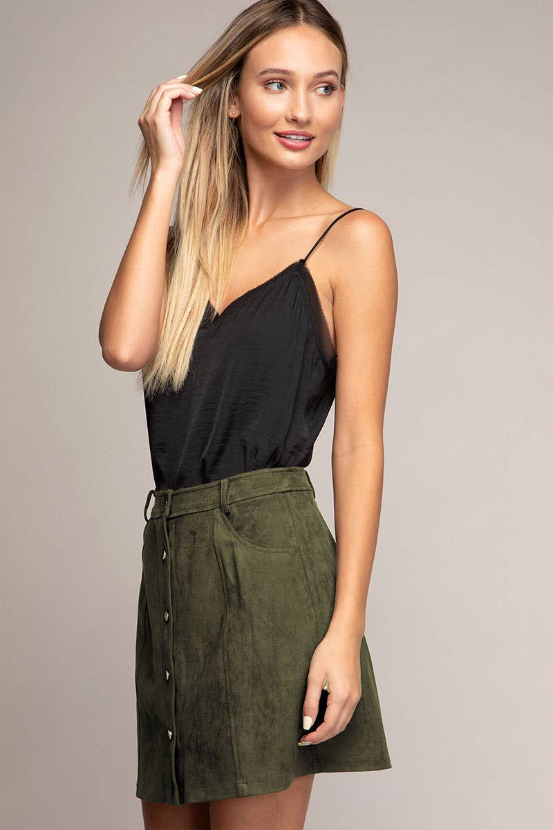 Faux Suede Mini Flare Skirt