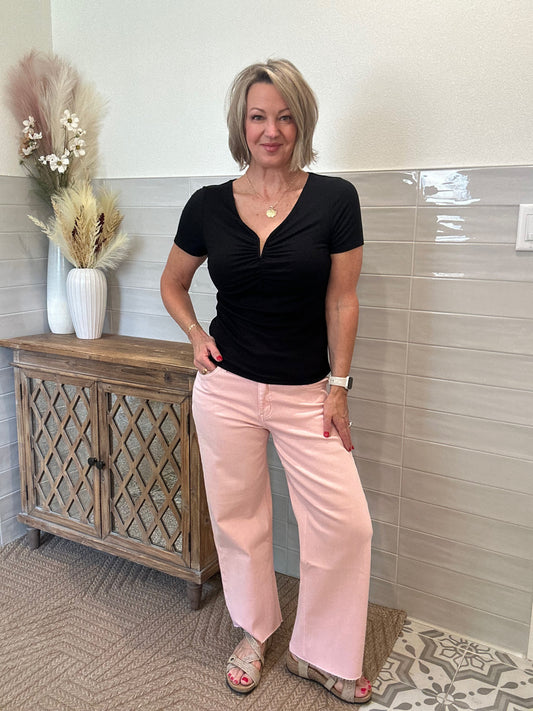 Pink Wide Leg Jeans