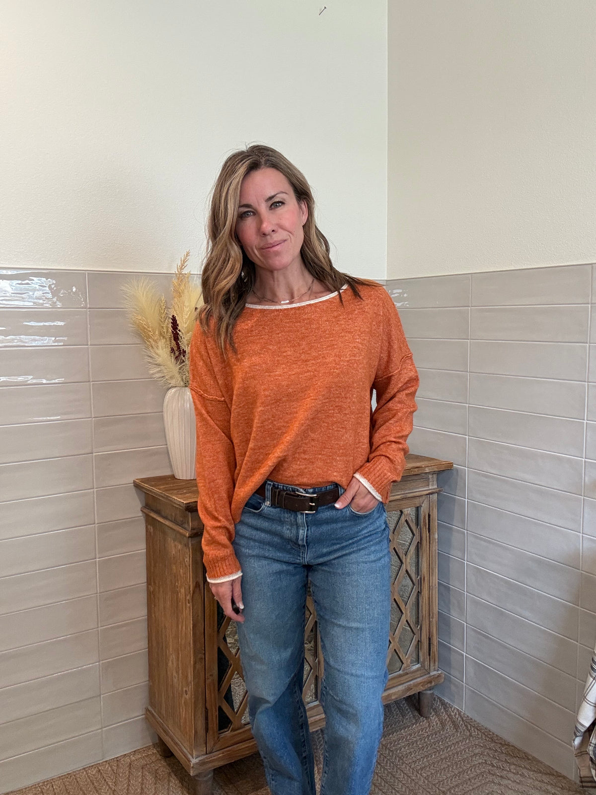Pumpkin Cropped Sweater