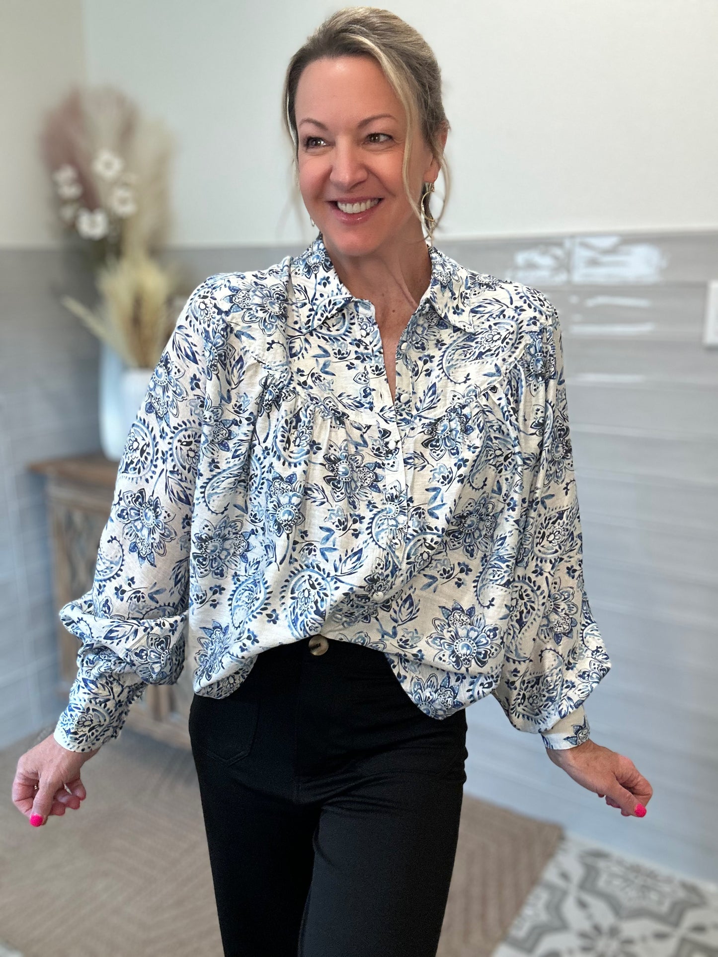 Baroque Blue Blouse