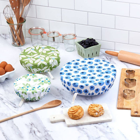 Reusable Dish Covers, set of 3 - Bluberries