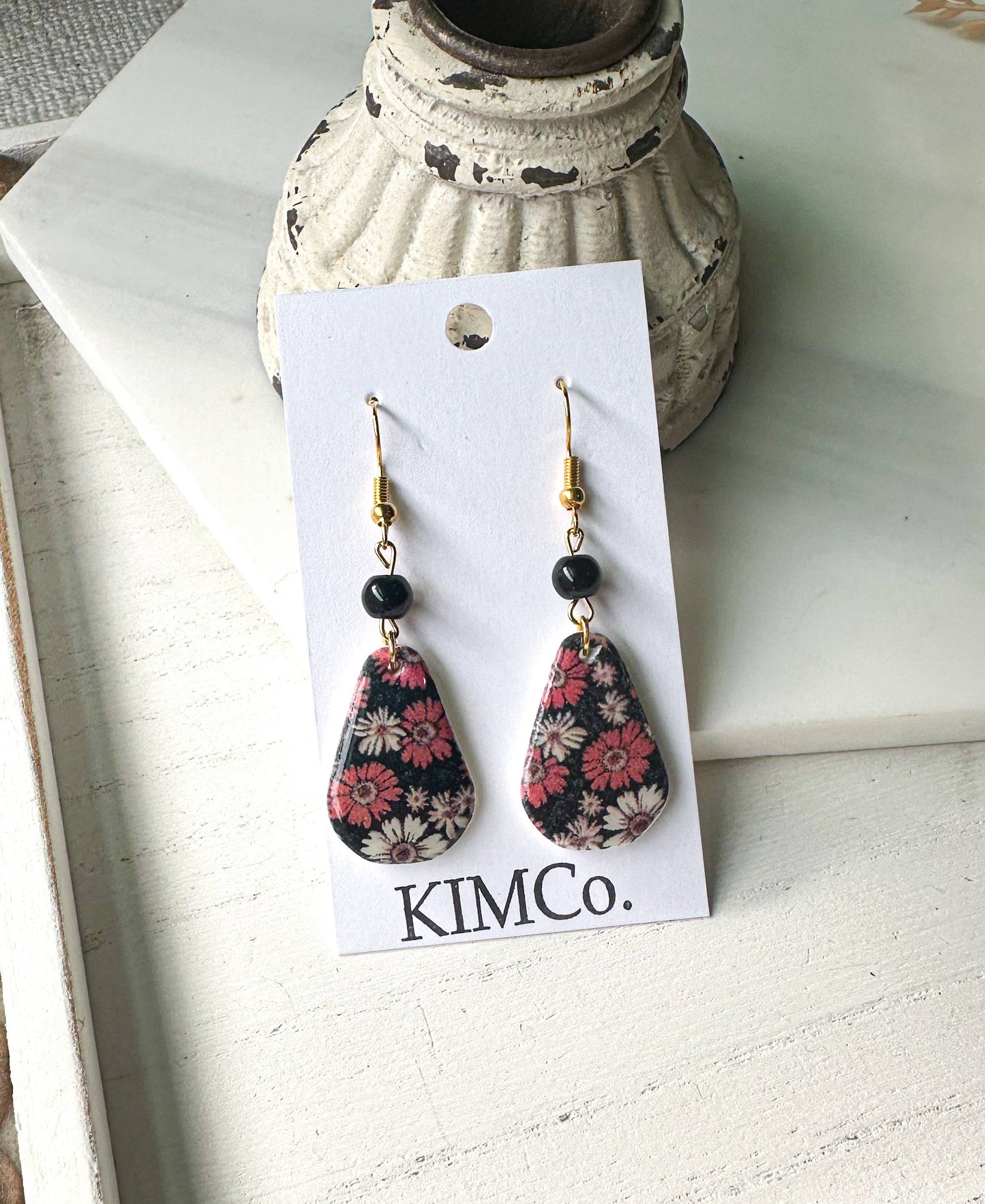 Polymer Clay Earrings - Retro Flowers