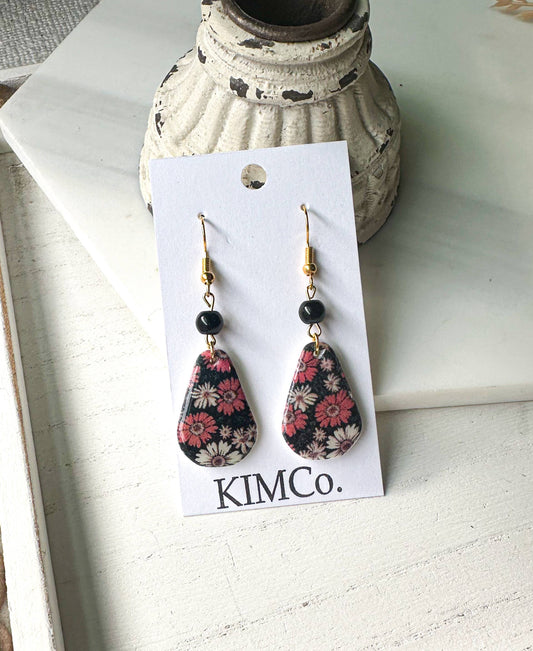 Polymer Clay Earrings - Retro Flowers