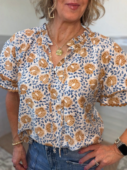 Honey Nut Floral Blouse