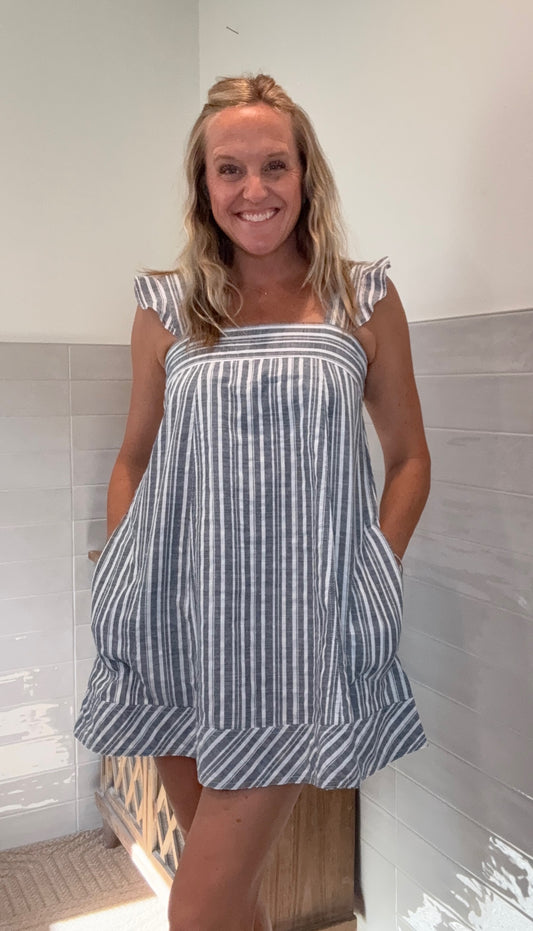 Soft Washed Striped Mini Dress