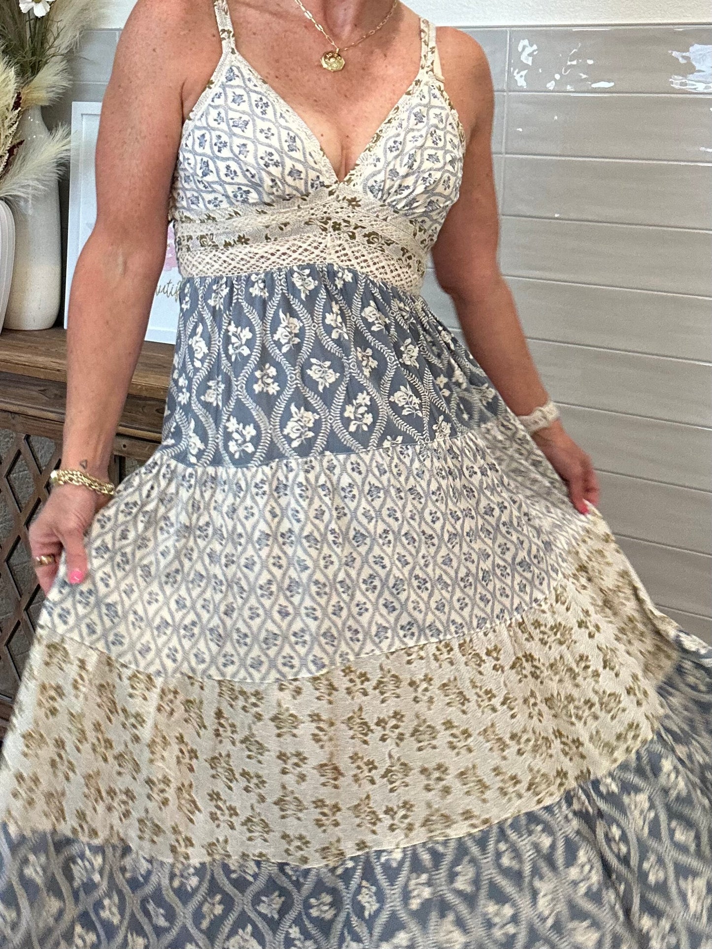 Vintage Blue Maxi Dress