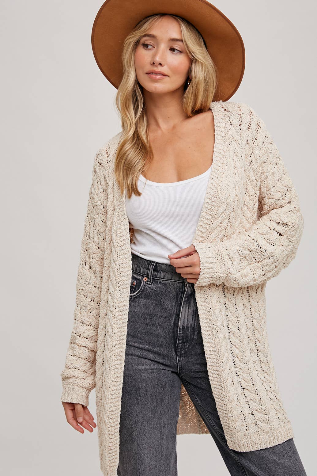Natural Cable Sweater Cardigan