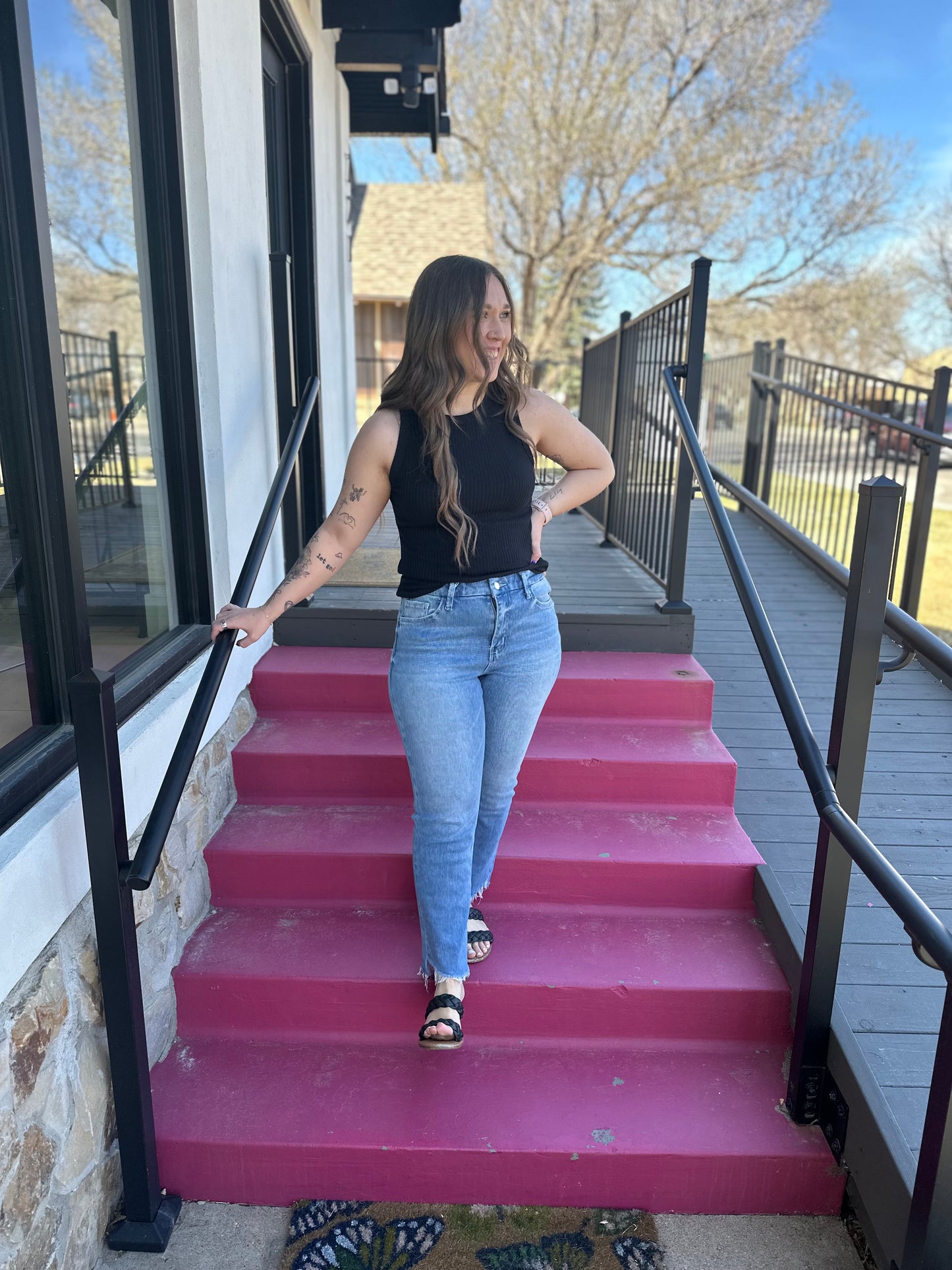 High Rise Slim Straight Jeans
