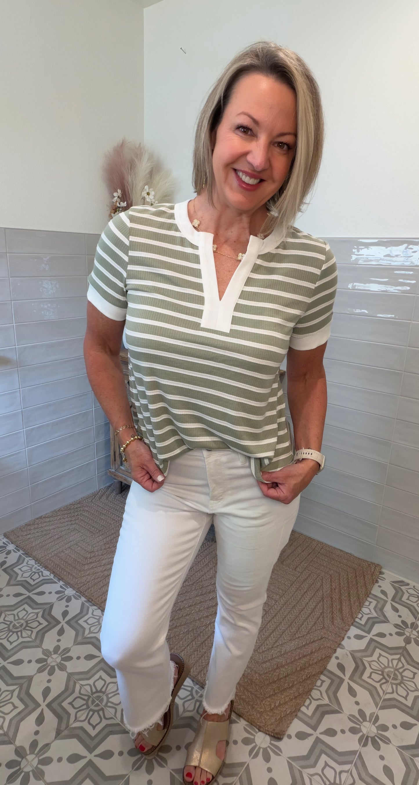 Striped Sage Top