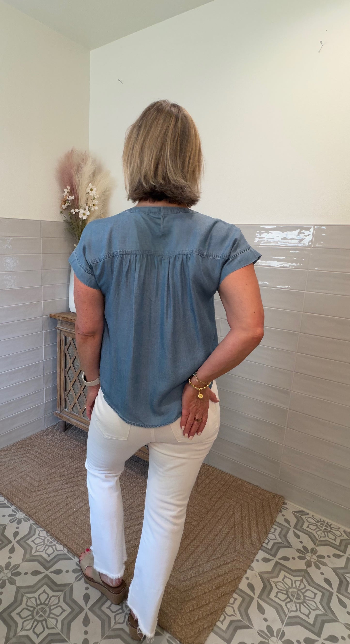 Chambray Henley Blouse