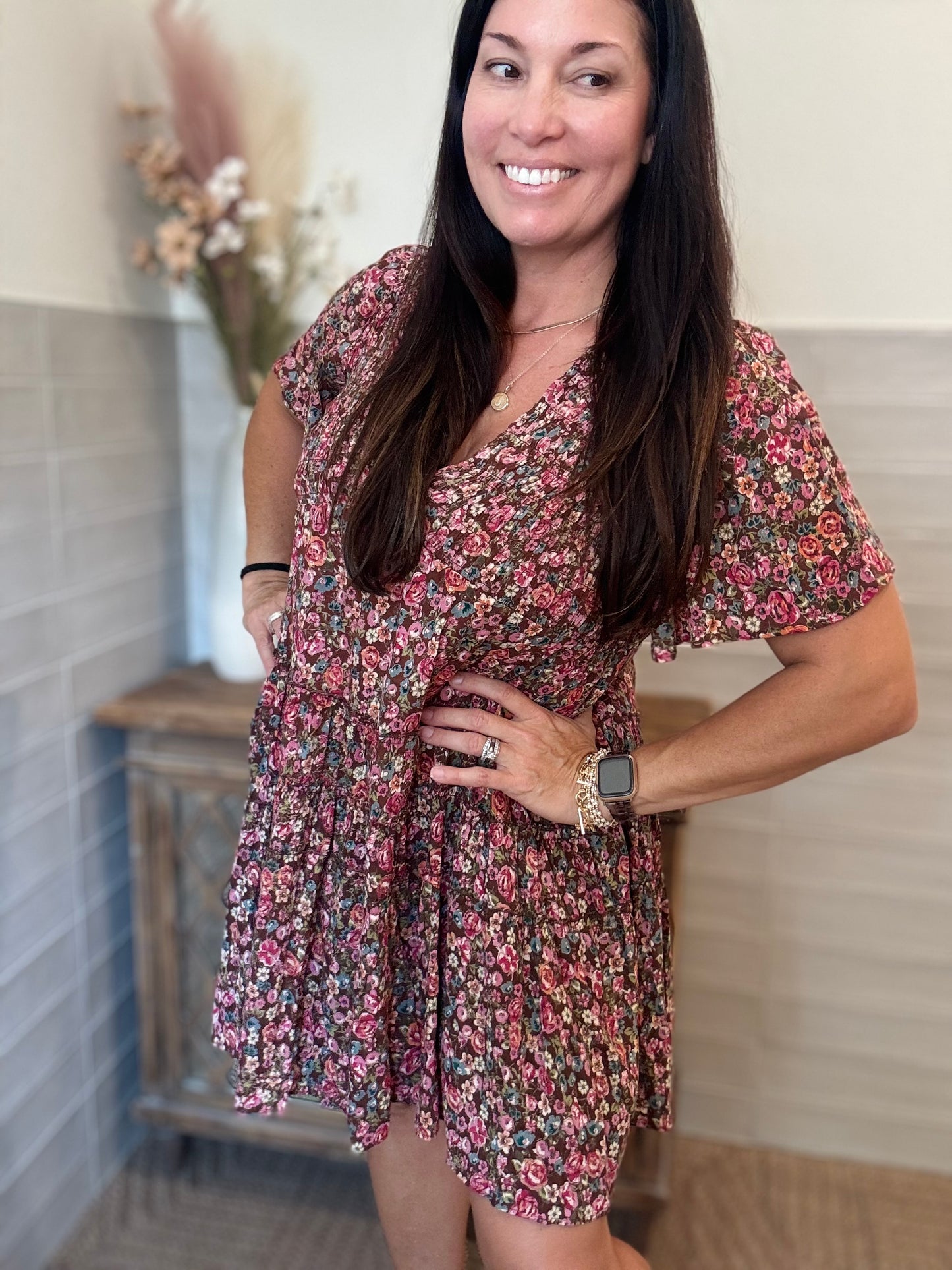 Brown Smocked Dress