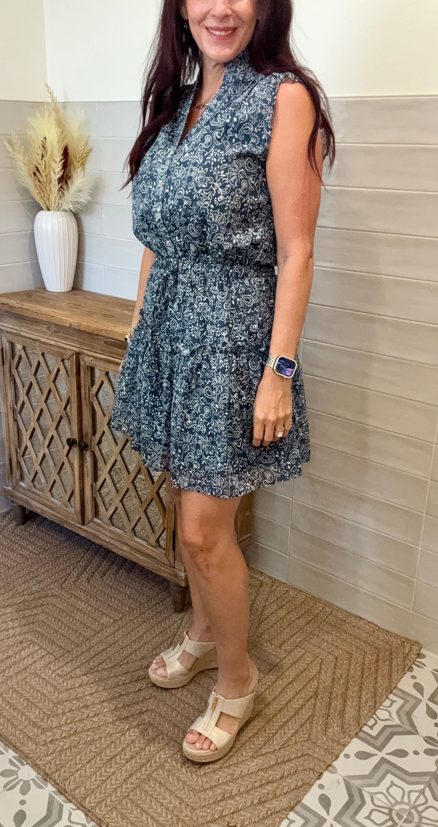 Paisley Ruffled Mini Dress