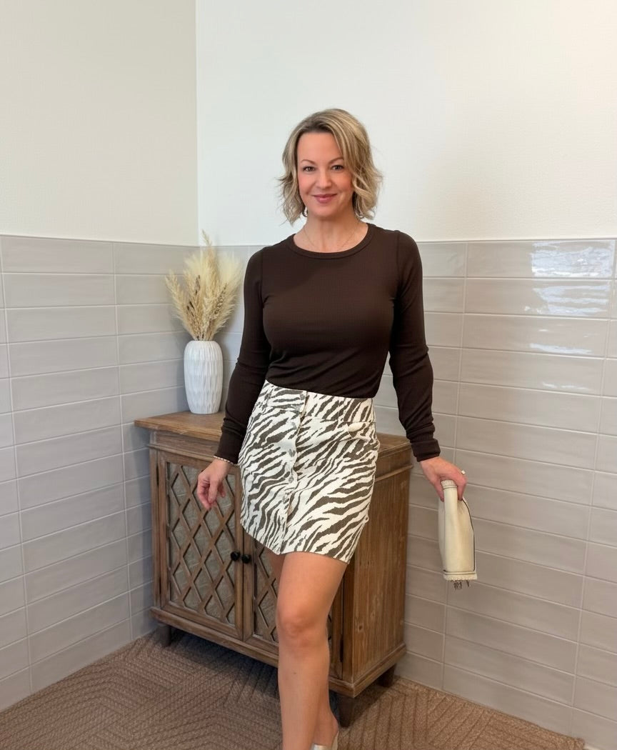 Ecru Zebra Mini Skirt