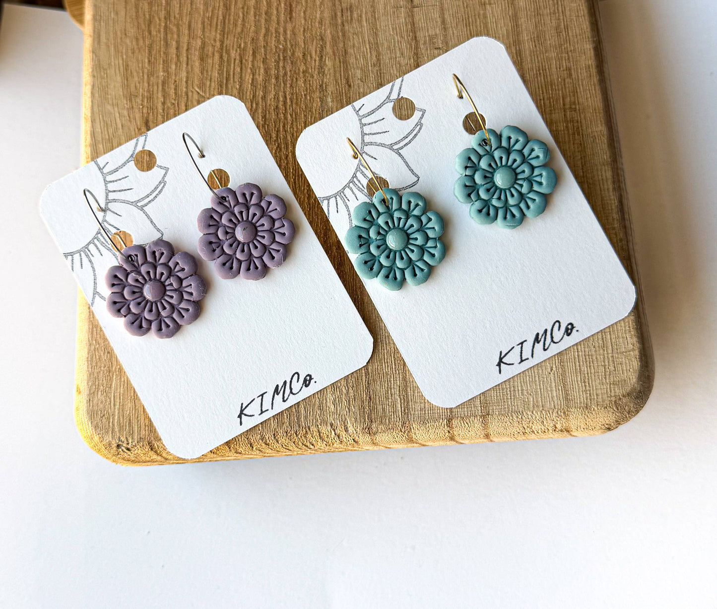 Polymer Clay Earrings - Embossed Flower