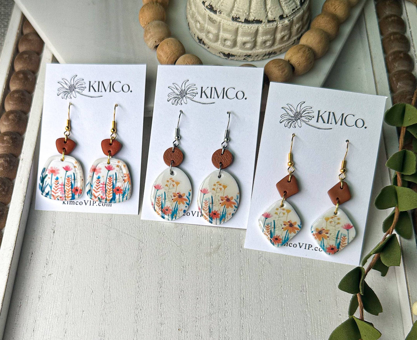 Polymer Clay Earrings - Spring Wildflowers