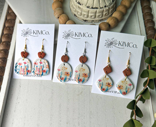 Polymer Clay Earrings - Spring Wildflowers