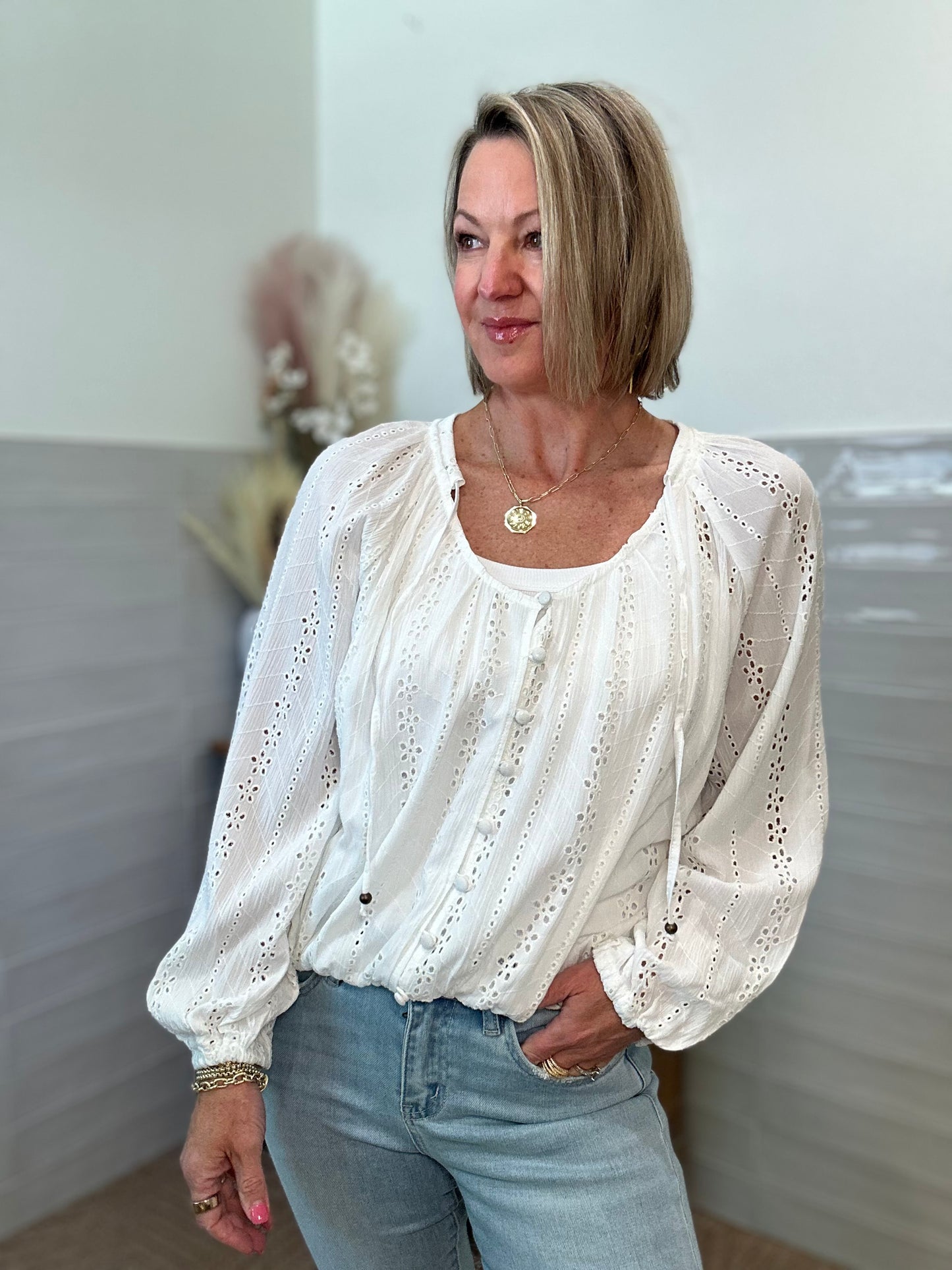 Eyelet Embroidered Blouse