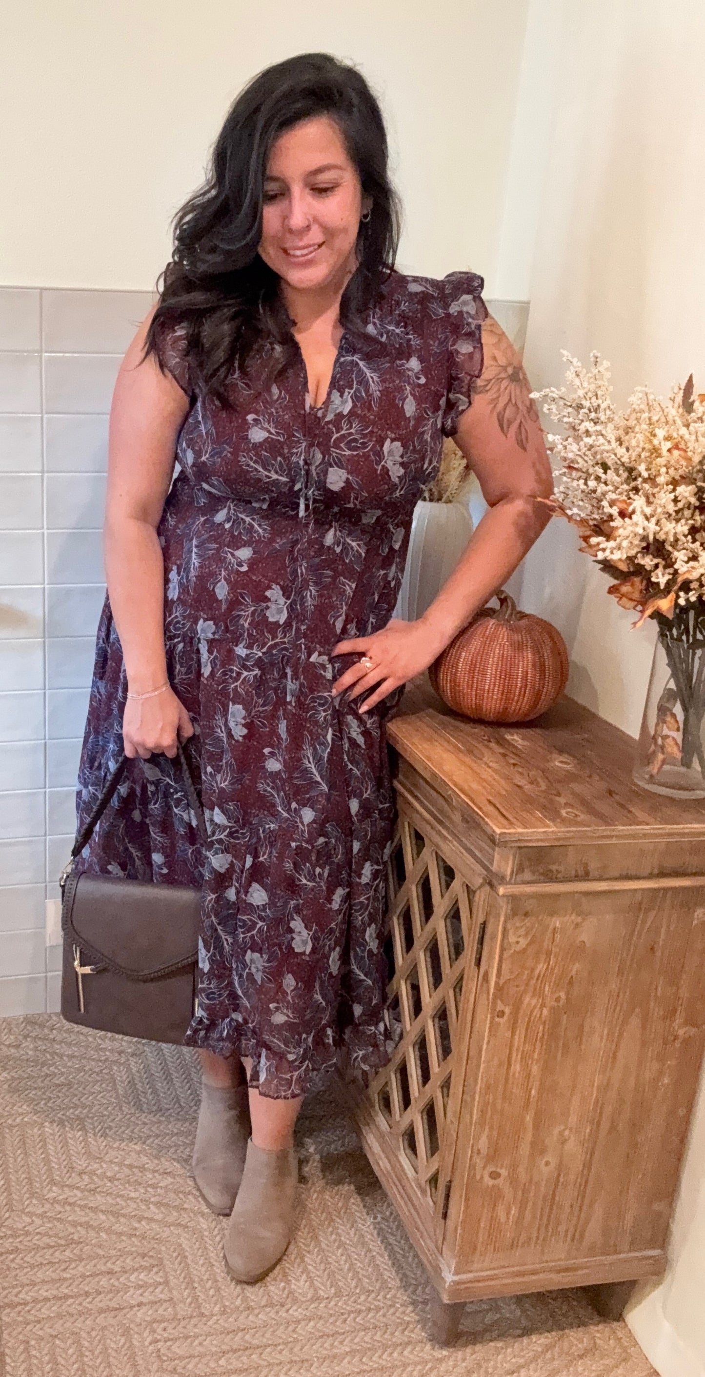 Deep Wine Chiffon Dress