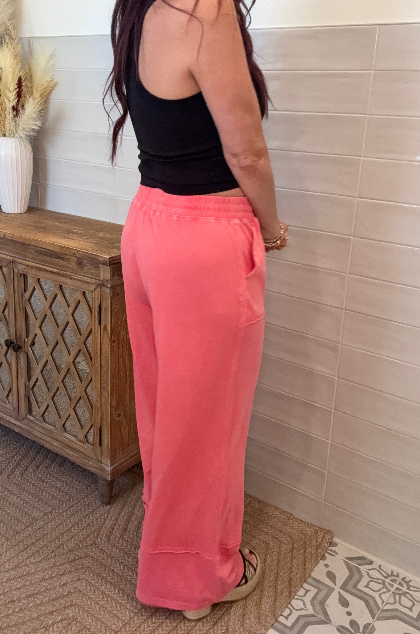 Mineral Wide Leg Pants - Strawberry