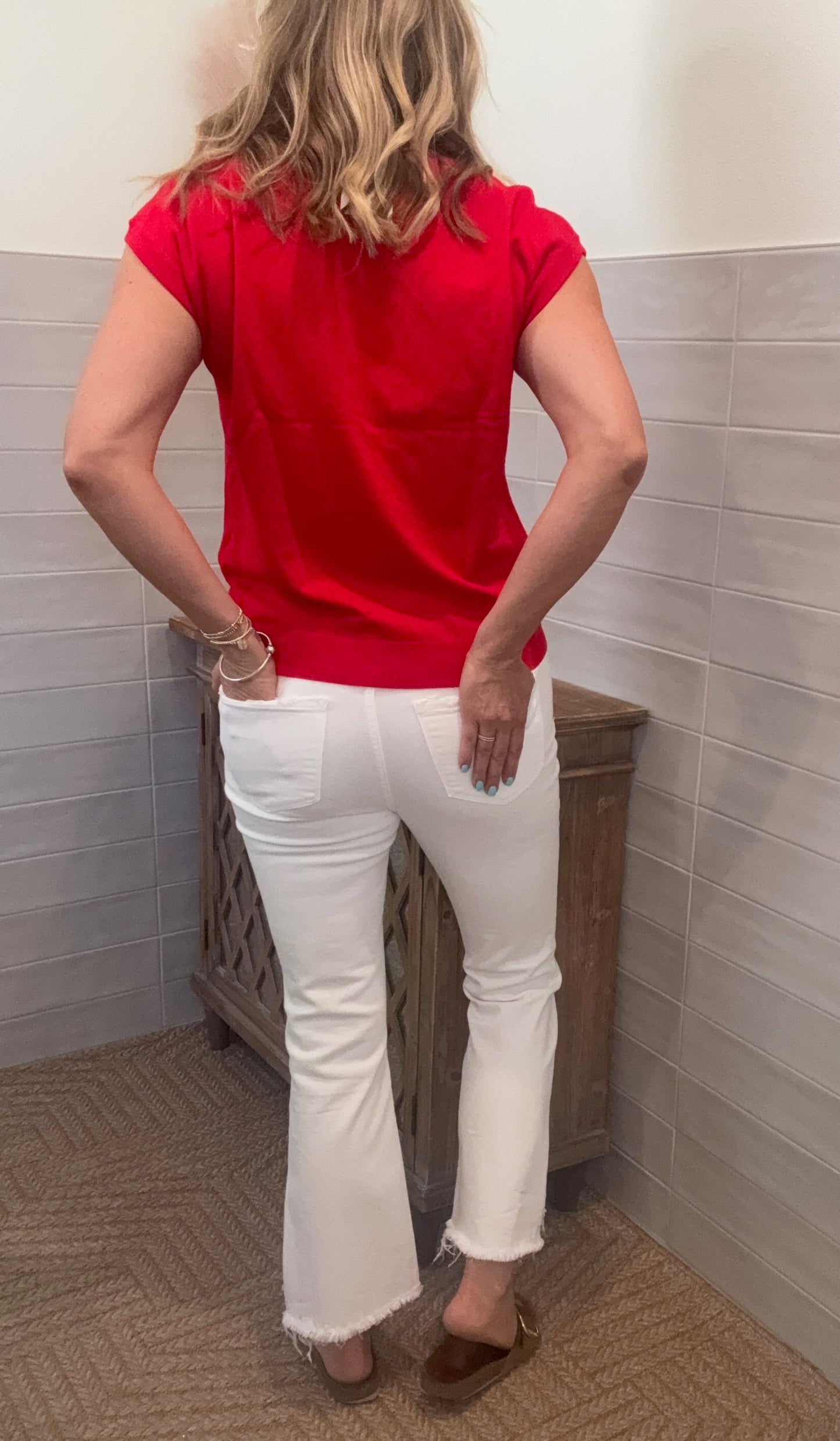 High Rise Crop Flare Jeans - White