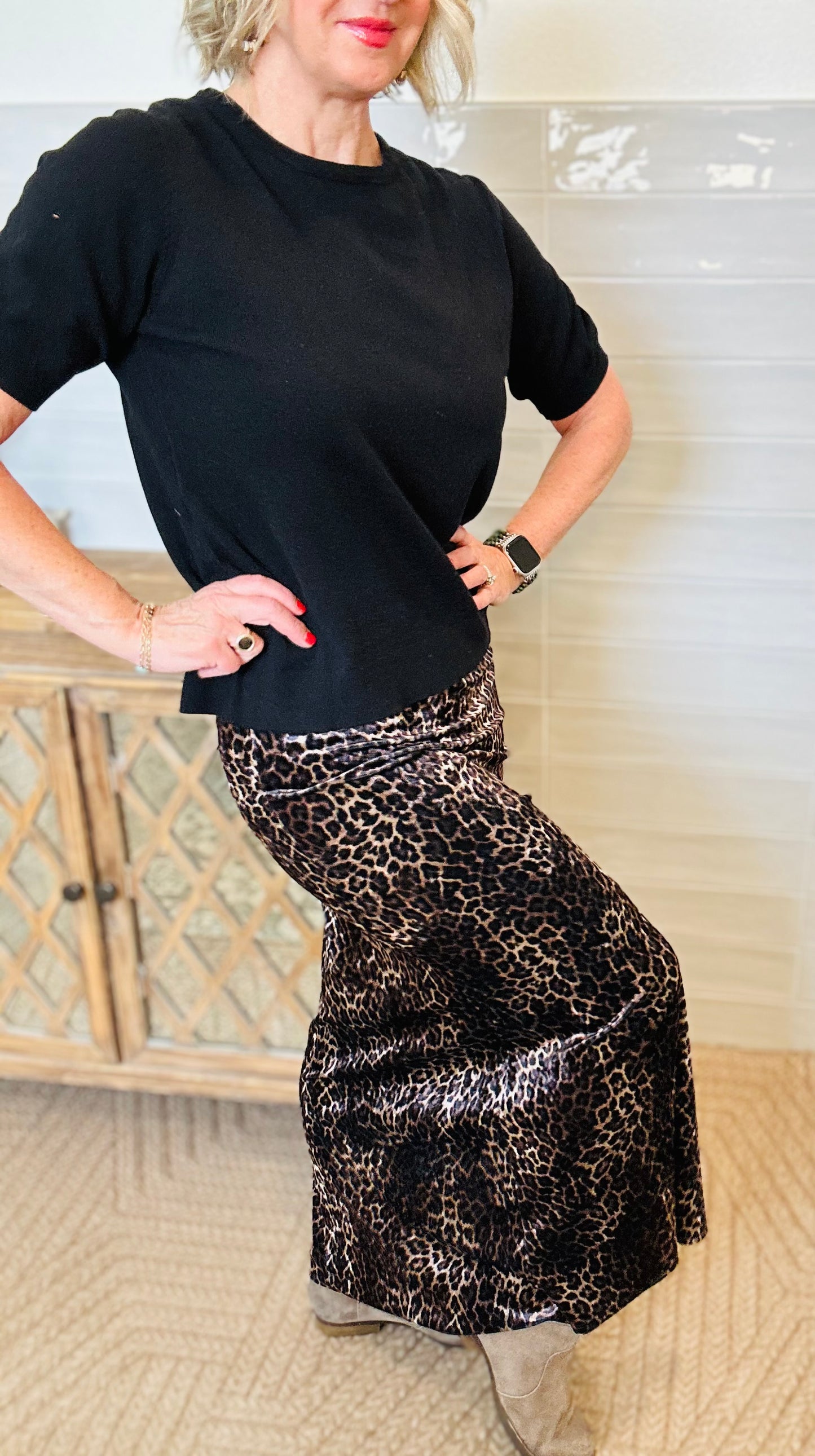 Velvet Leopard Skirt