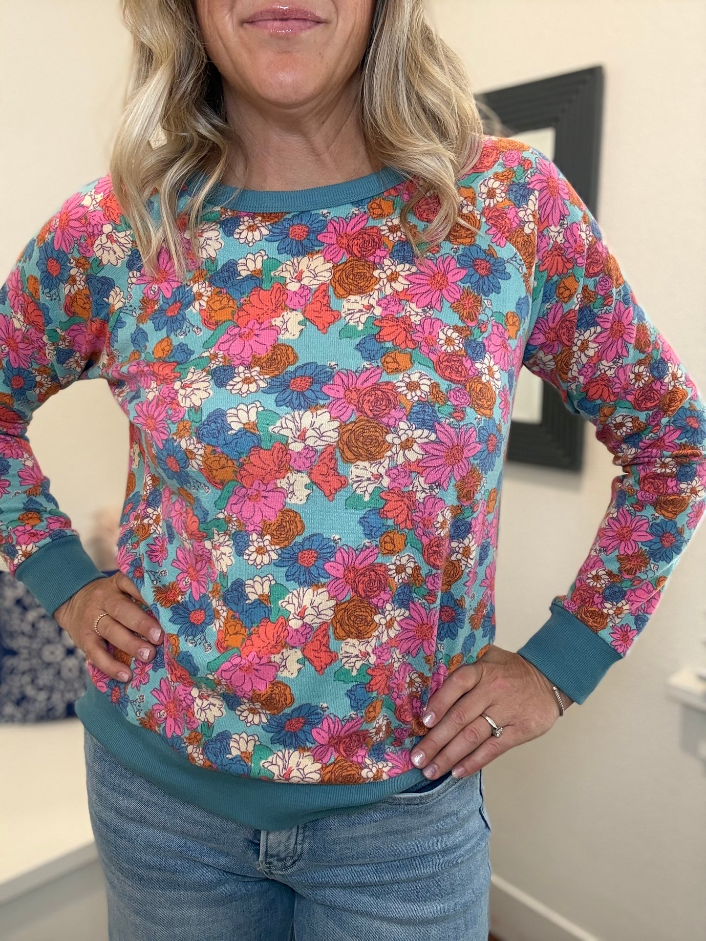 Dusty Jade Floral Sweatshirt