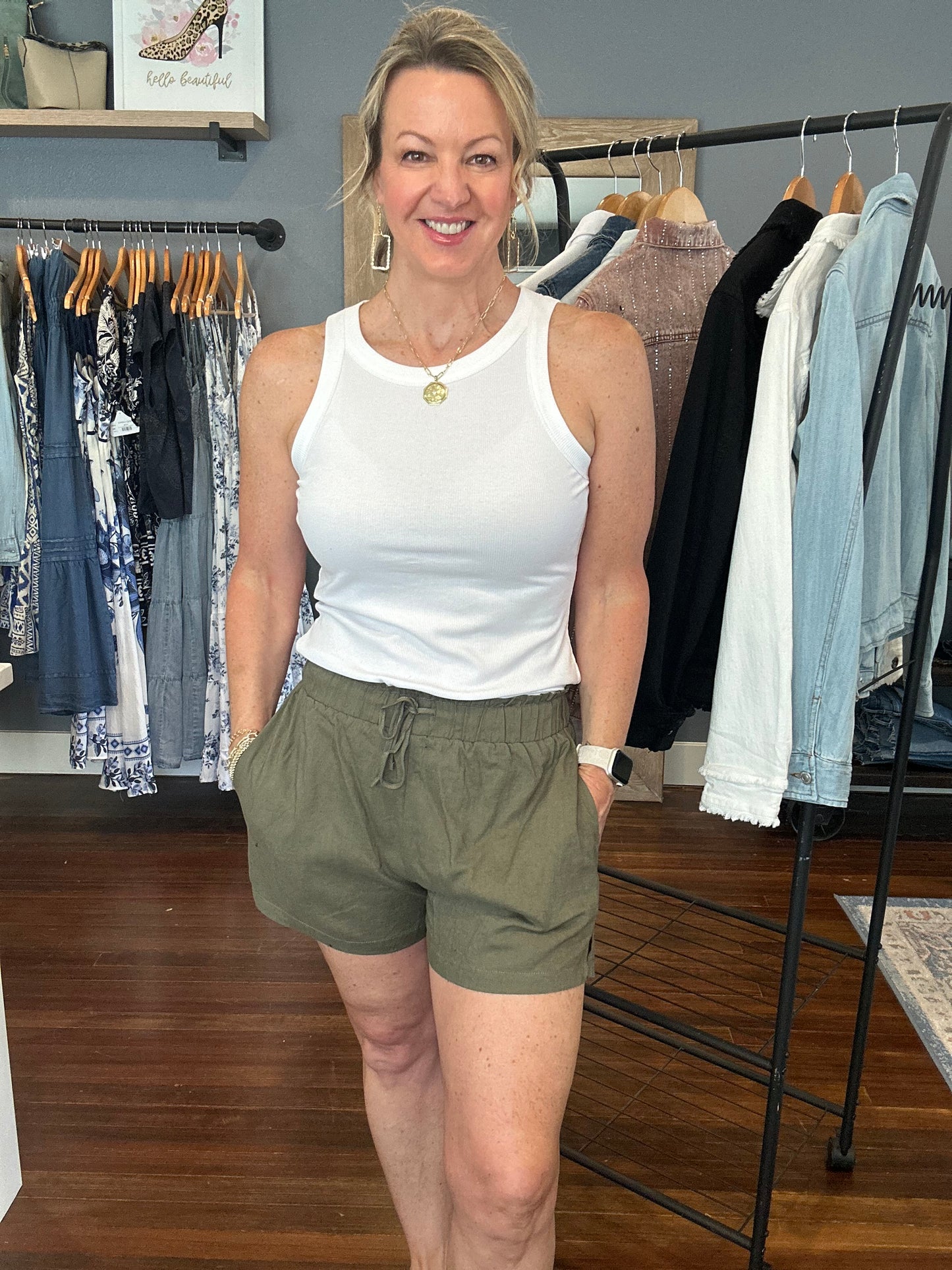 Casual Stretch Shorts - Olive