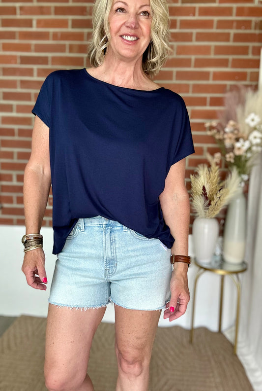 Viscose Modal Basic Top - Navy