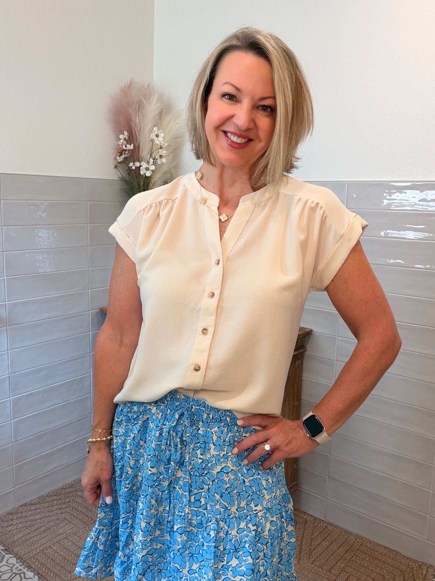 Khaki Button Down Blouse