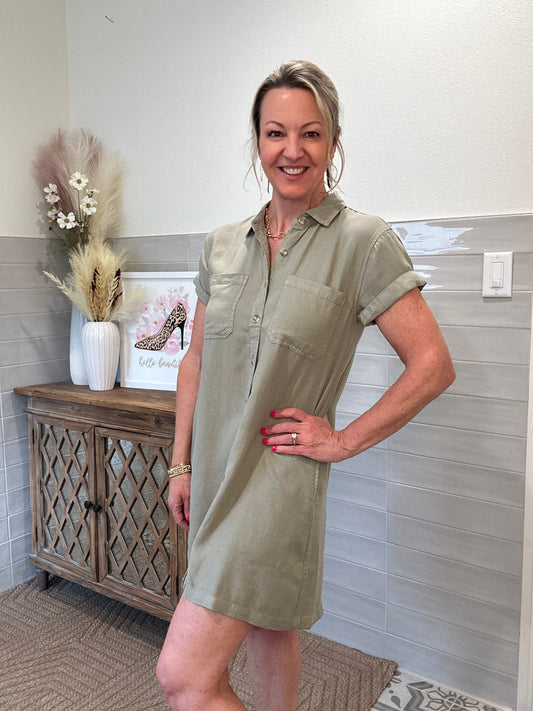 June Olive Dress