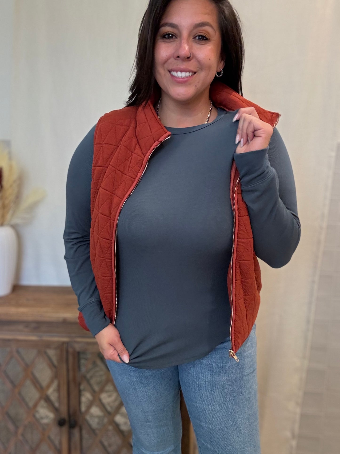 Stacy Long Sleeve Top - Dark Spruce