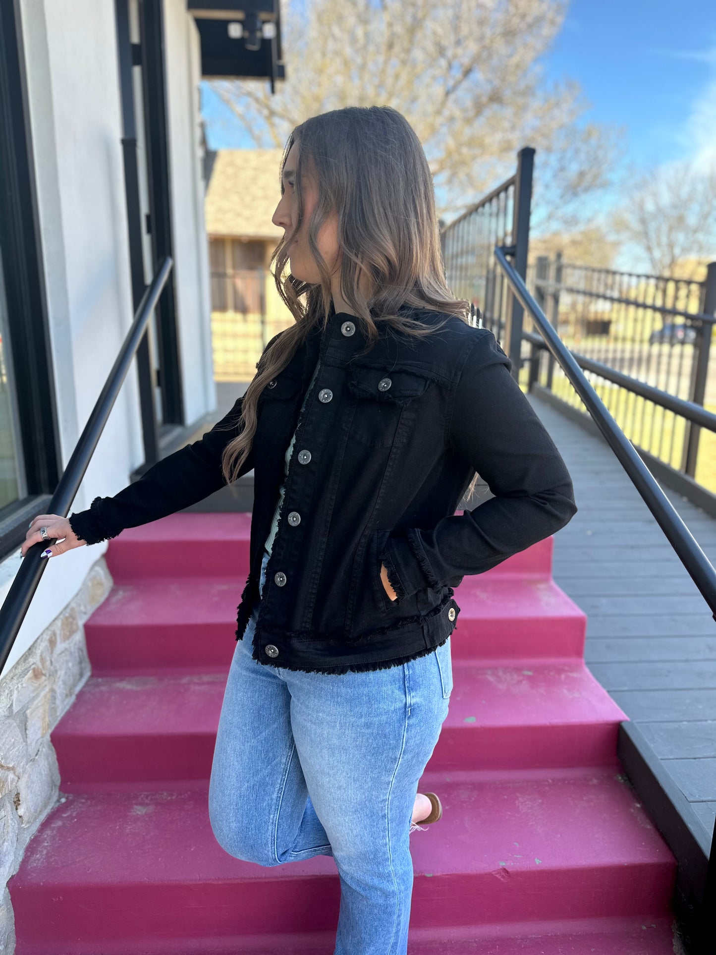 Fringe Jean Jacket - Black