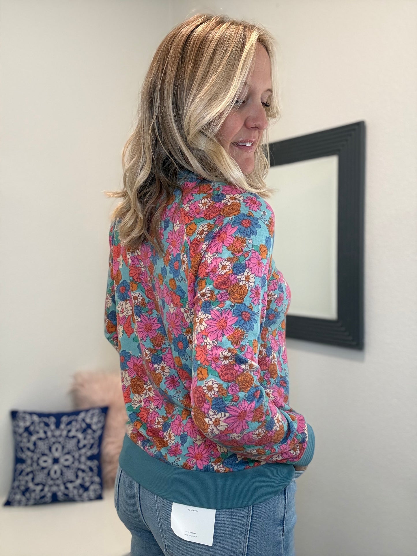 Dusty Jade Floral Sweatshirt