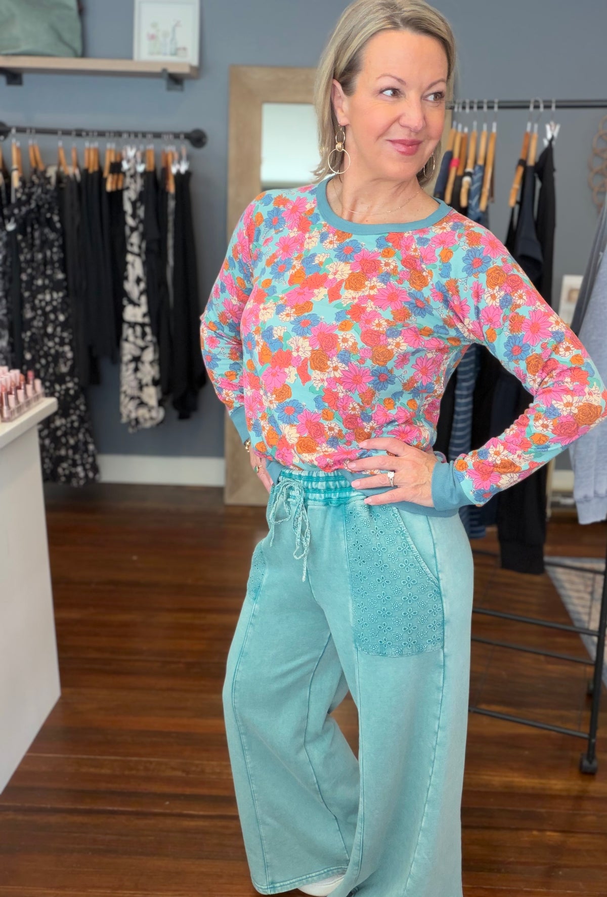 Eyelet Lace Mineral Wash Pants