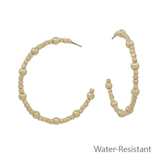 Water Resistant Gold Beaded Earrings