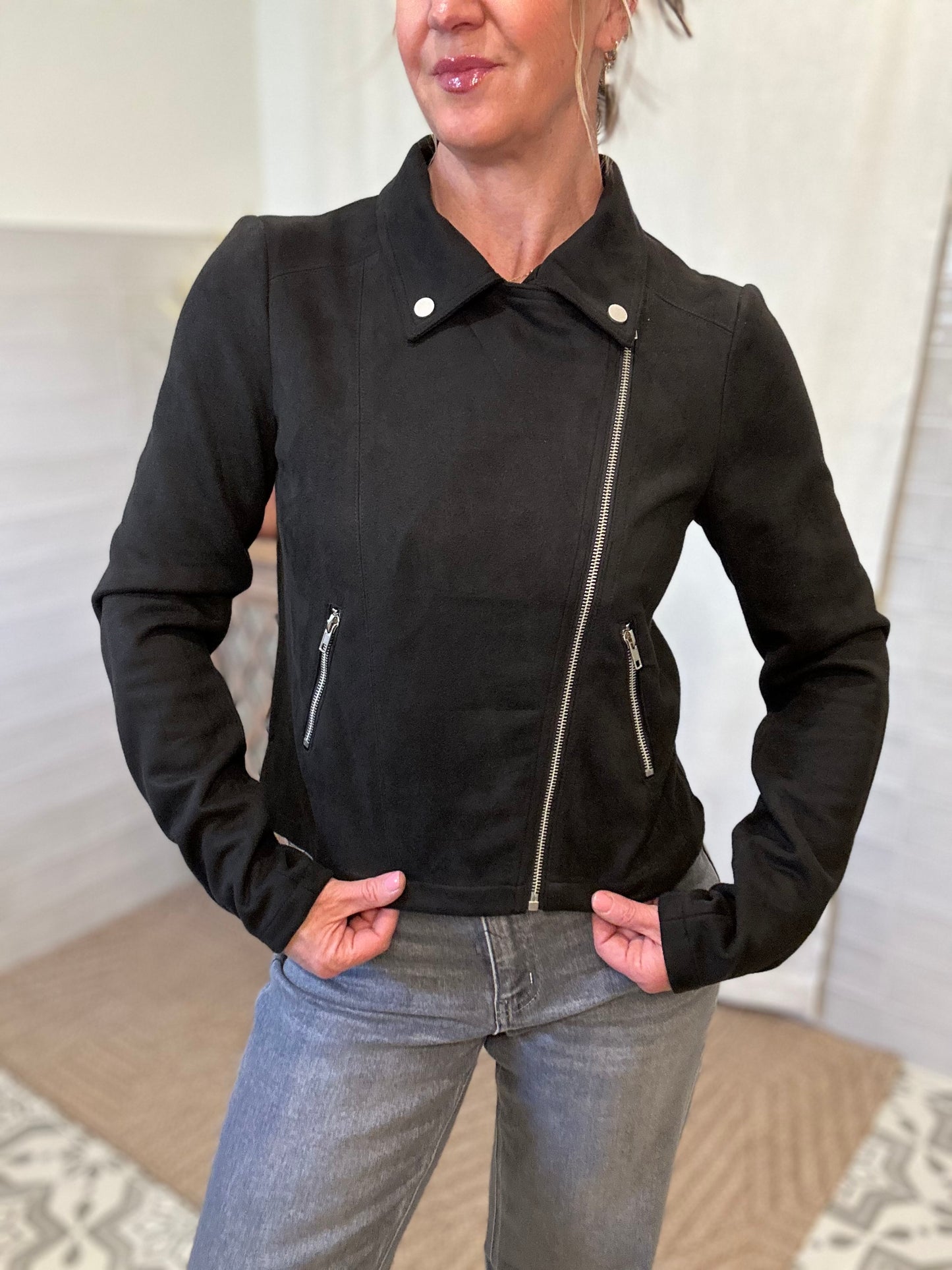 Suede Motor Biker Jacket
